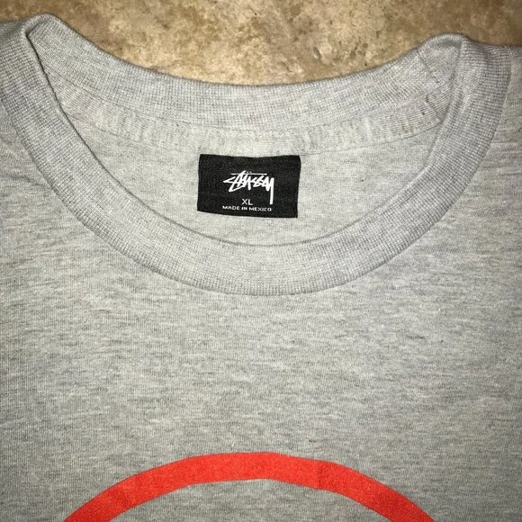 Men's Stussy Logos Long Sleeve Gray T-shirt -Size: XL - Picture 6 of 10